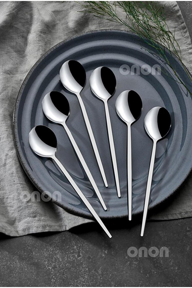 Mokka Modern Görünümlü Tatlı Kaşık 6'lı 18/0 - 1