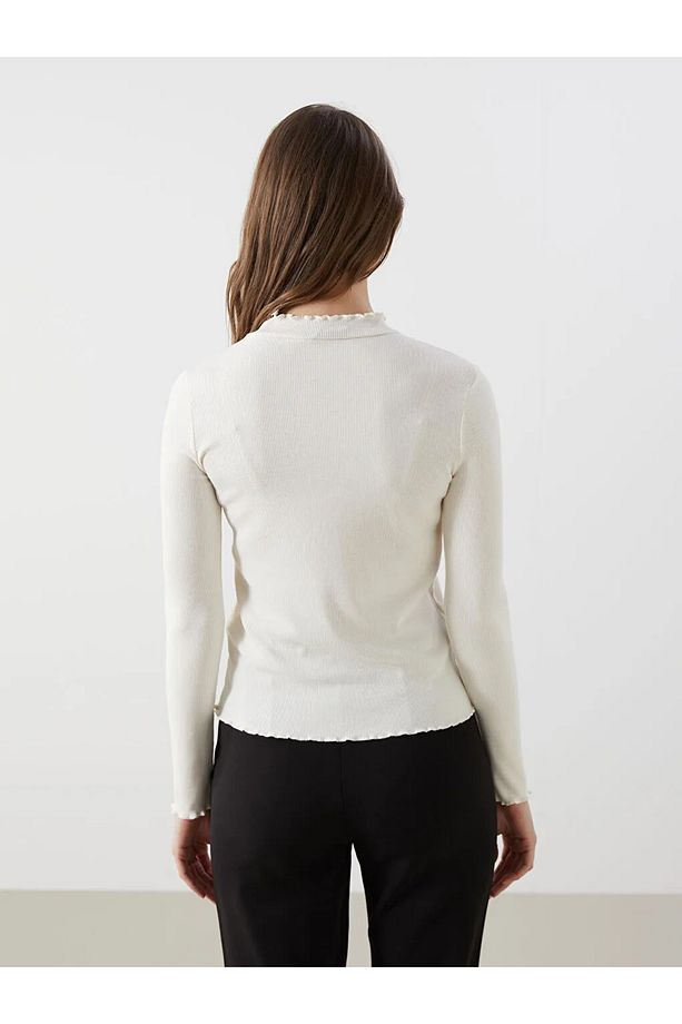 LCW Modest Ekru Dik Yaka Kadın Body - 4