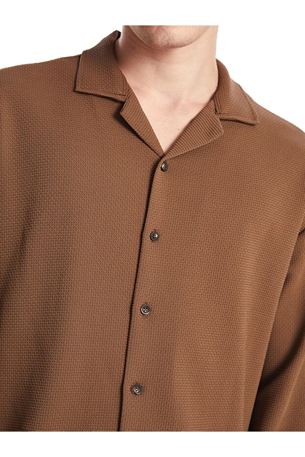 Lcw Casual Kahverengi Regular Fit Uzun Kollu Erkek Dokulu Gömlek - 3