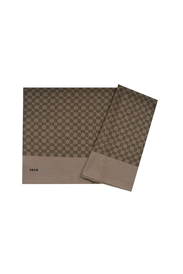 Elegance Monogram Şal - Kahve 932 - 1