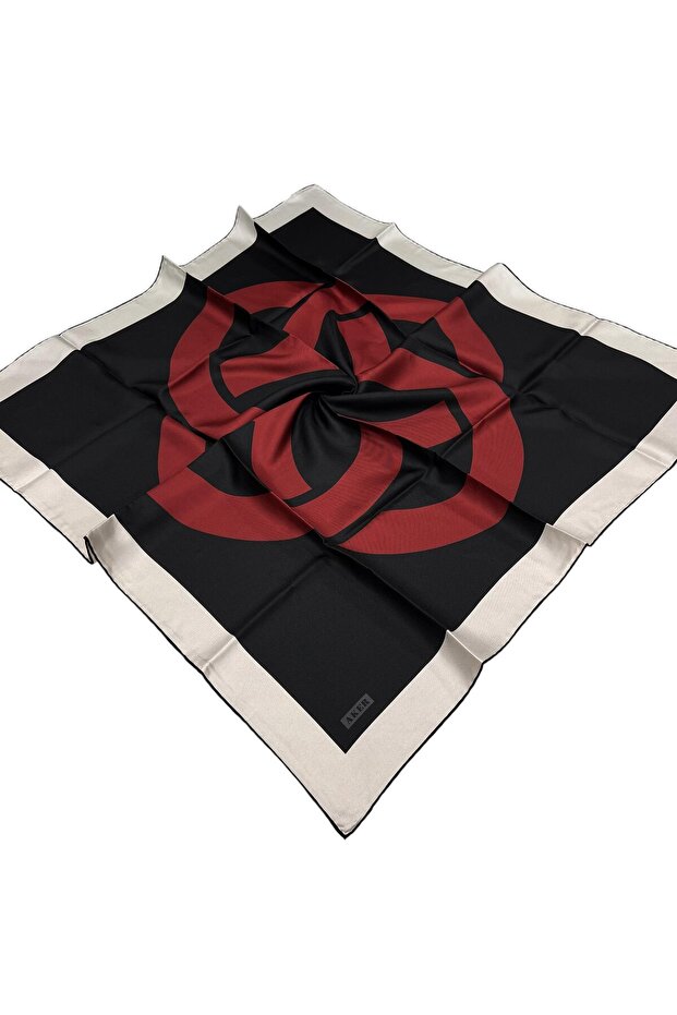 Silk Scarf - 8800713 -913 Black Burgundy Twill