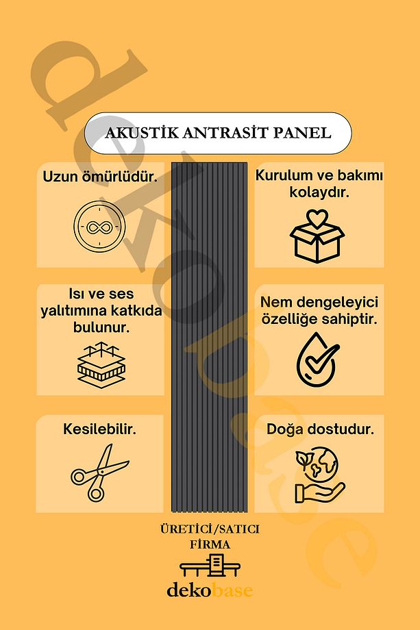 Antrasit 100x240cm Yeni Nesil Akustik Ahşap Duvar Paneli - 8