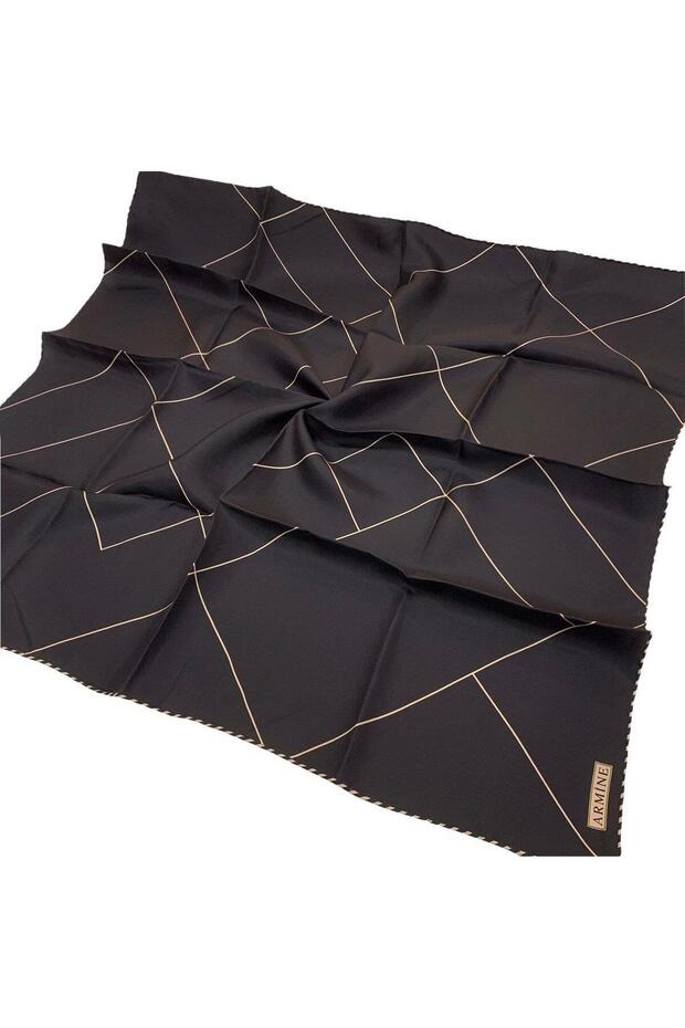 İpek Eşarp Nostalji - 8655-01 Siyah Vizon Twill - 5