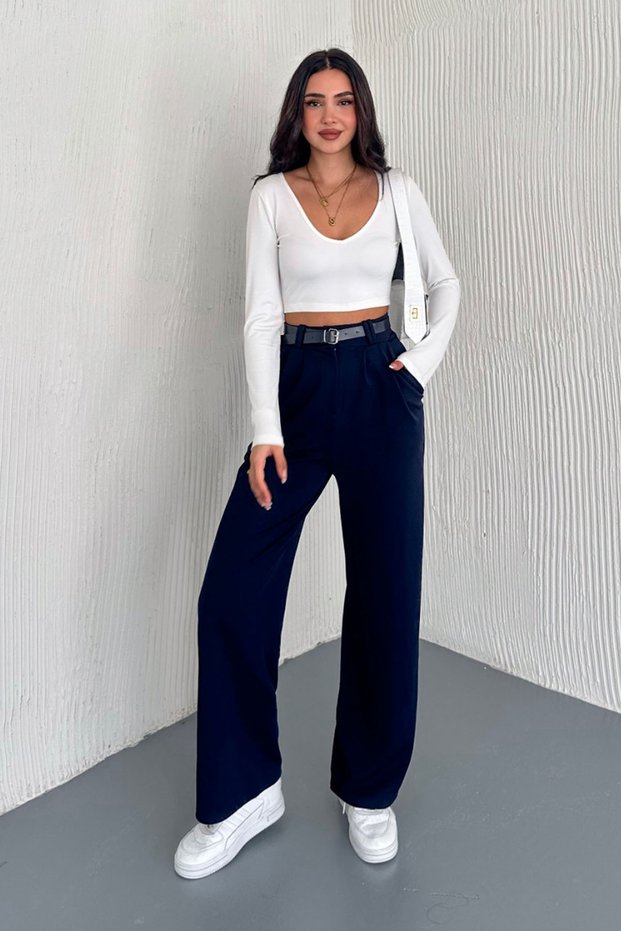 Women's Belted Palazzo Trousers
