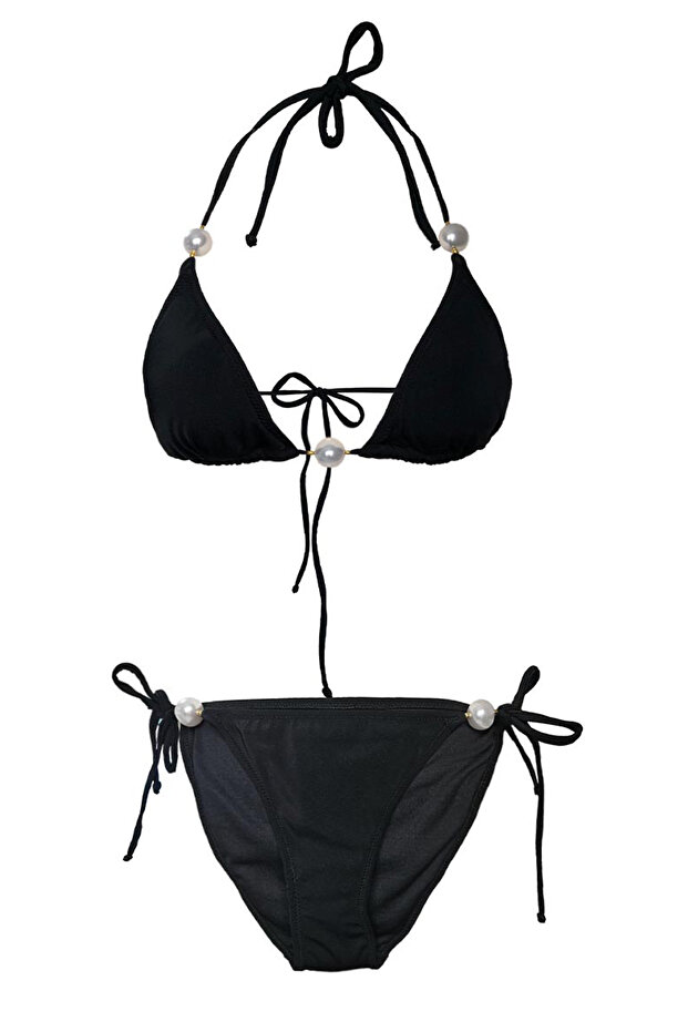 Lilbasic Büyük Incili Siyah Bikini - 3