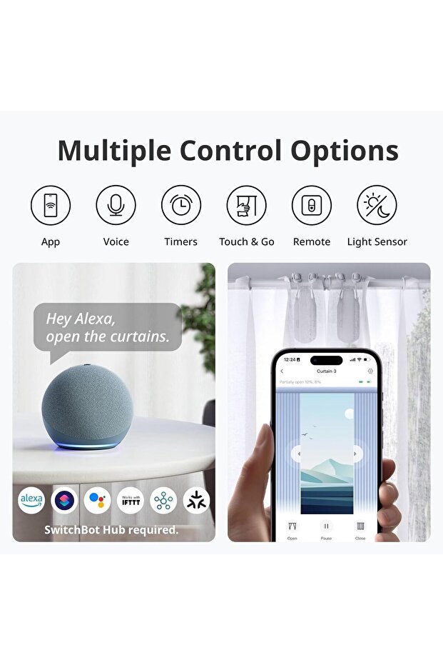 Rod 3 Smart Automatic Curtain Opener - Bluetooth Remote Control with App - 7