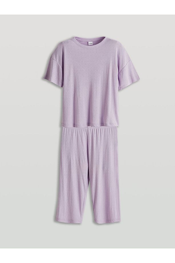 Bisiklet Yaka Kız Çocuk Pijama Takımı - 1