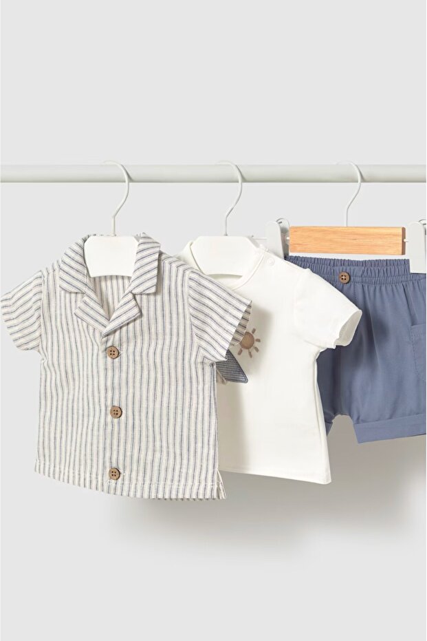 Newborn Baby Boy 3-Piece Set with Shirt Top