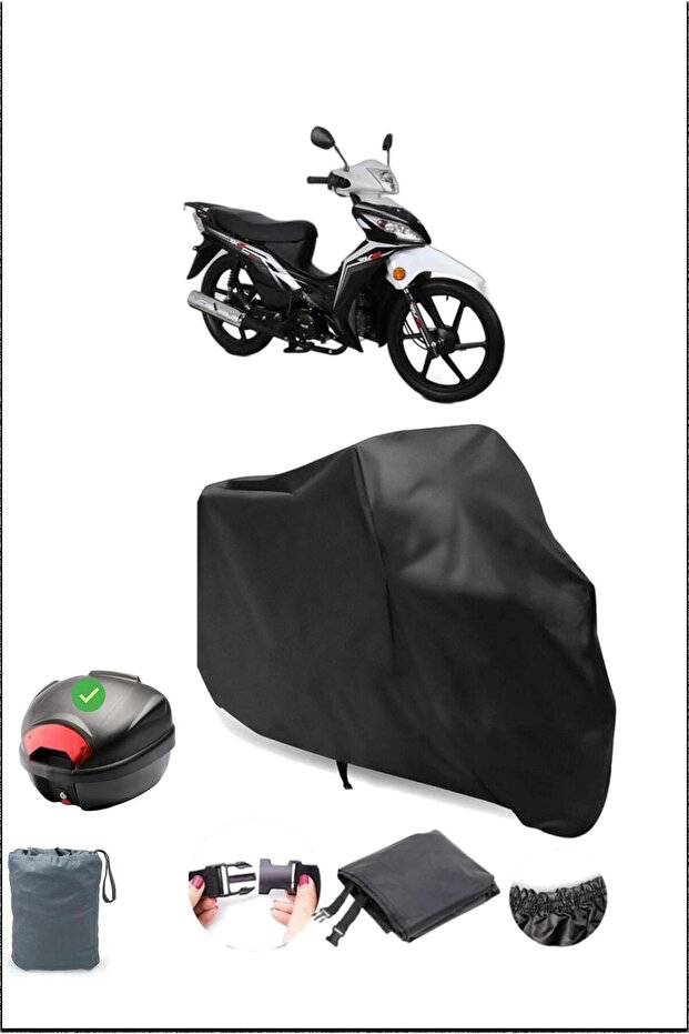 Black Rks Rodos 100 Rear Bag Compatible Waterproof Motorcycle Cover