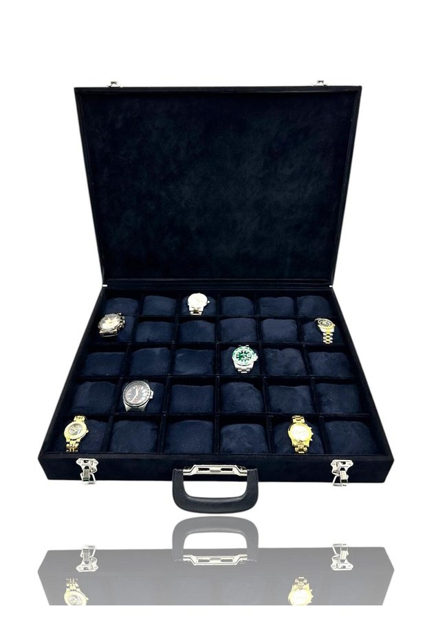 Richbox Bond - 30Pcs Black Alcantara Watch Bag Without Glass