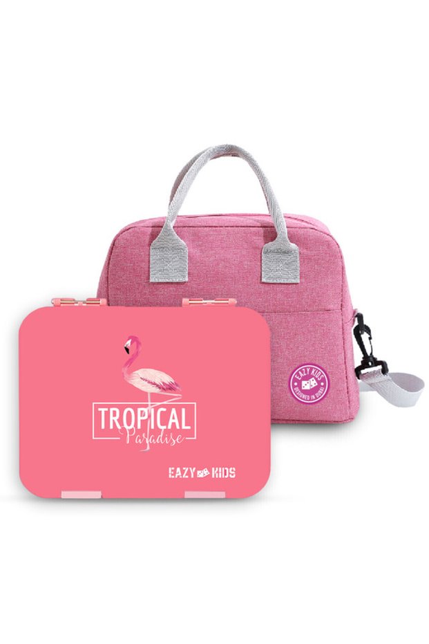 Eazy Kids Bento Boxes wt Insulated Lunch Bag Combo - Tropical Pink