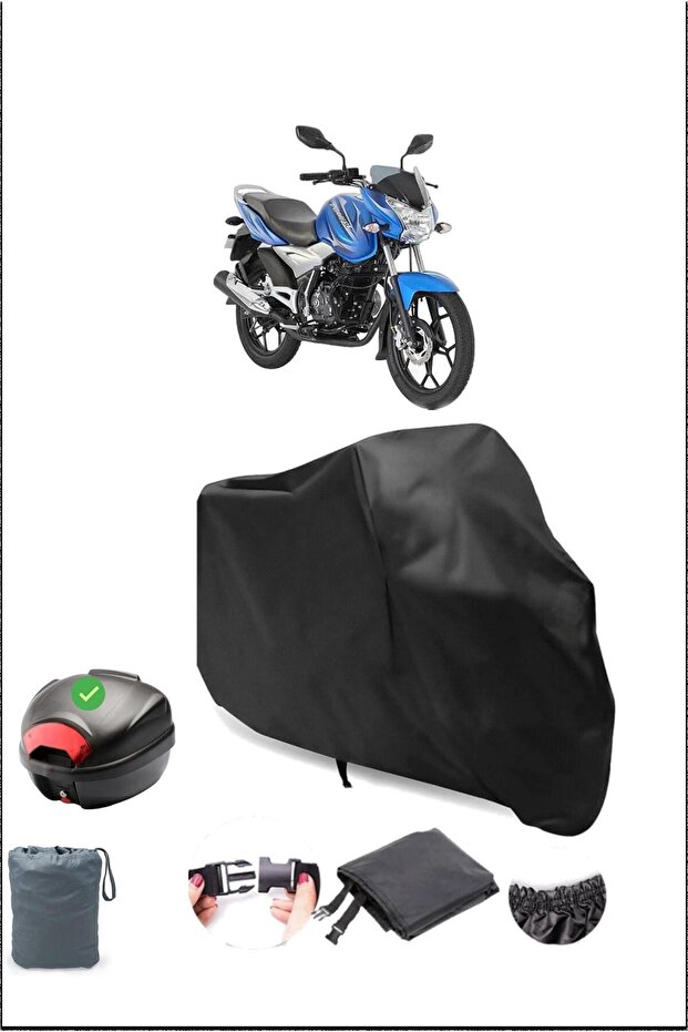 حقيبة ظهر سوداء من Bajaj Dıscover 150 S متوافقة مع غطاء دراجة نارية مقاوم للماء