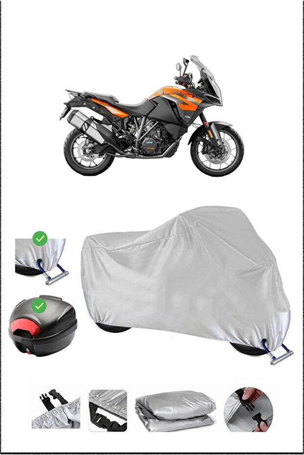 KTM 1290SUPERADVENTURES قفل حقيبة خلفي متوافق مع دراجة نارية مقاومة للماء - رمادي