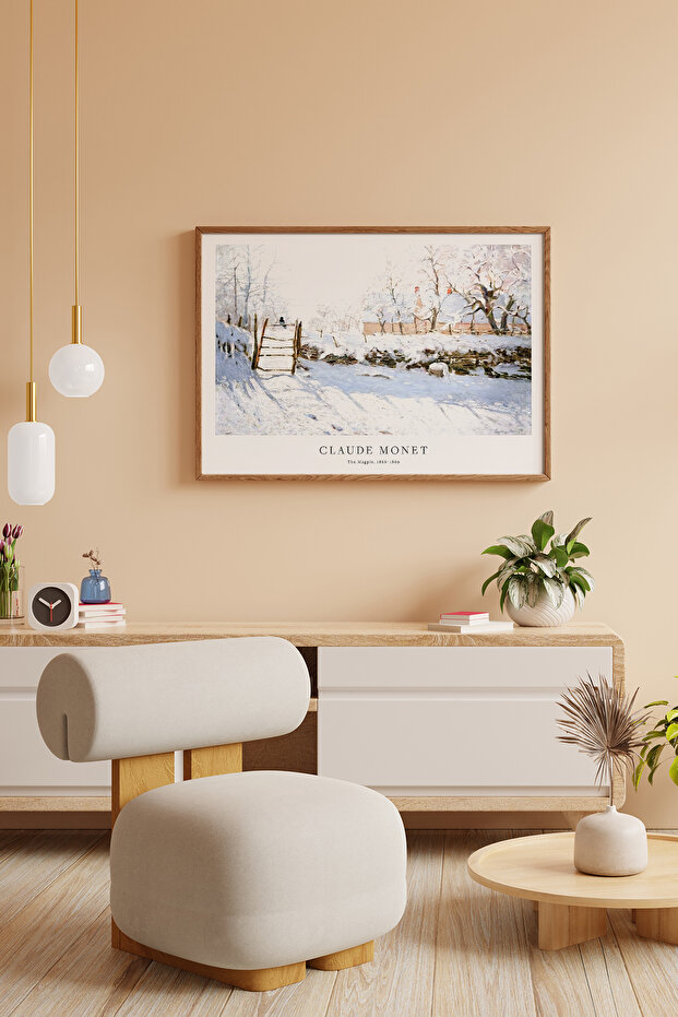 One Piece Brown Real Wood Framed Painting Set - Model 34