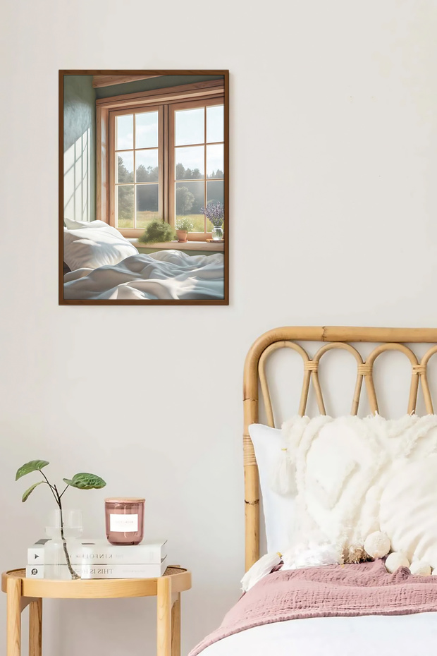 One Piece Brown Real Wood Framed Painting Set - Model 38