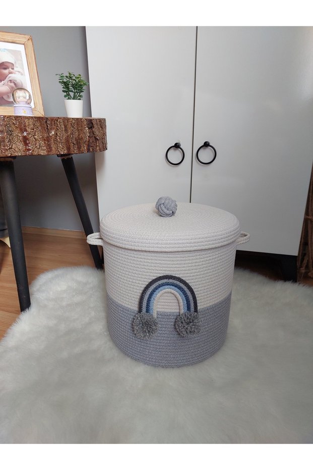Toy Basket 30X30, Dirty Basket, Covered Basket, Children's Room Organizer, Wicker Basket