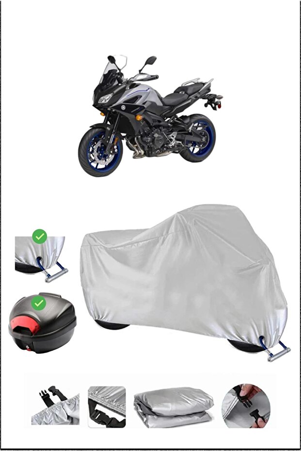 Yamaha Tracer900 Rear Bag Lock Compatible Waterproof Motorcycle Tarpaulin-Gray