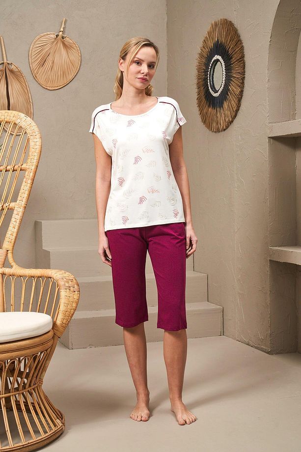 25145 Kadın Kısa Kollu Kapri Pijama Takımı - 2