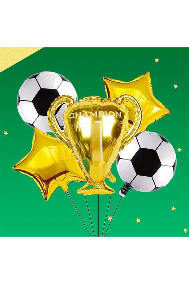 Championship Cup Balloon and Football Foil Balloon Set, Birthday Supplies, Soccer Party Ornaments