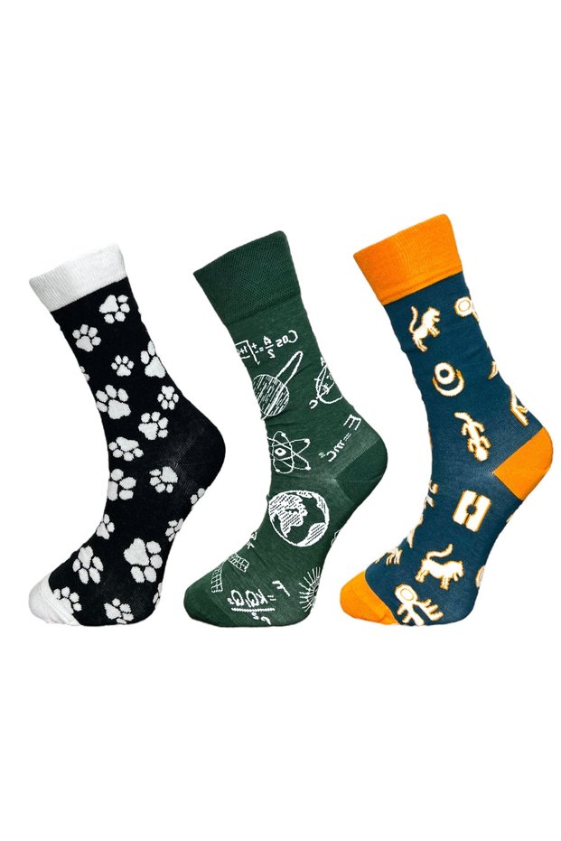 3-Piece Unisex Flexible Moisturizing Cotton Colorful and Patterned Socks