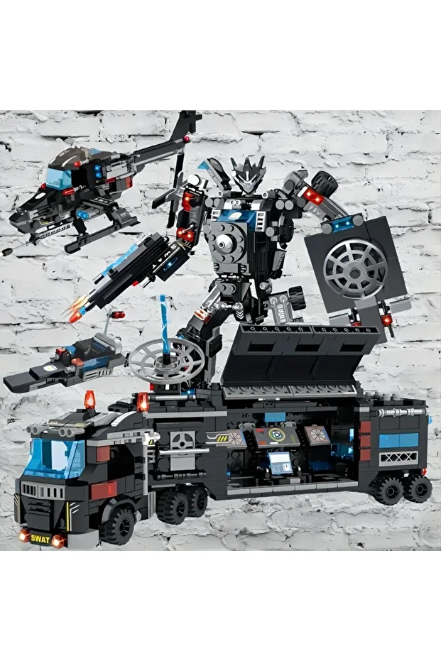 Şehir SWAT Kiti Yapı Blokları Oyuncak, Rol Yapma Oyuncak, Helikopter, Robot, Eğitici Oyuncak 6 yaş ü - 5