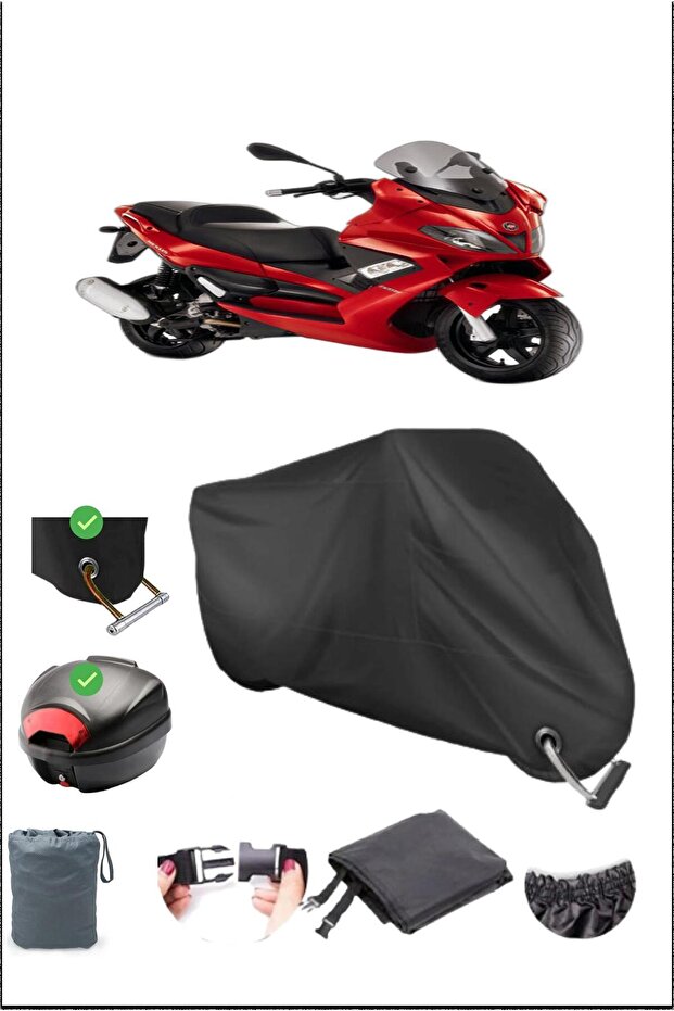 أسود GILERA NEXUS 250 قفل خلفي متوافق مع القماش المشمع المقاوم للماء (دراجة نارية)