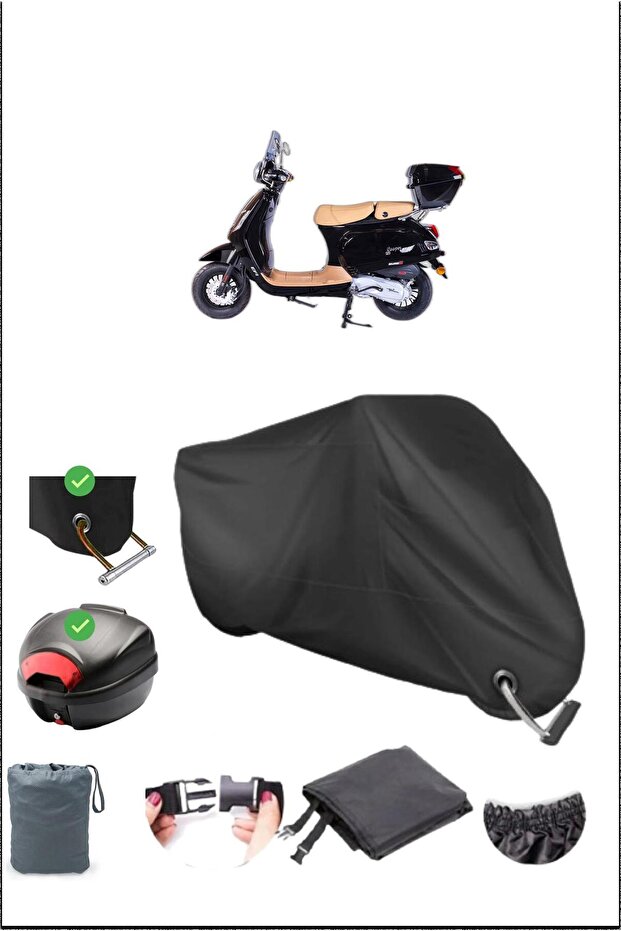 Black Falcon Cooper 125 Efi Rear Bag Lock Compatible Waterproof Canvas (Motorcycle)