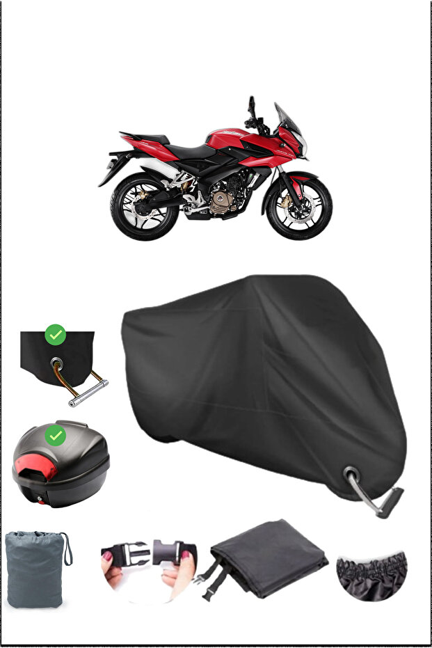 أسود BAJAJ PULSAR AS 200 حقيبة خلفية متوافقة مع قماش القنب المقاوم للماء (دراجة نارية)