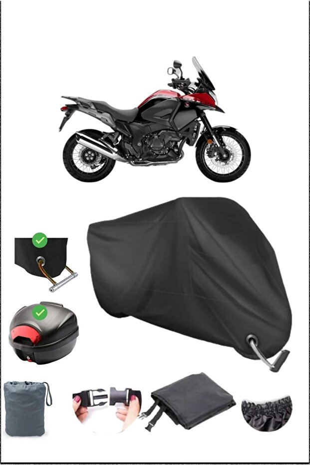 أسود HONDA VFR 1200 X CROSSTOURER DCT قفل خلفي متوافق مع القماش المشمع المقاوم للماء (دراجة نارية)