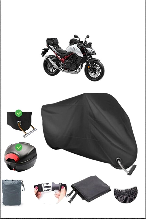 أسود HONDA CB 750 HORNET ARKA LOCK LOCK متوافق مع القماش المشمع المقاوم للماء (دراجة نارية)