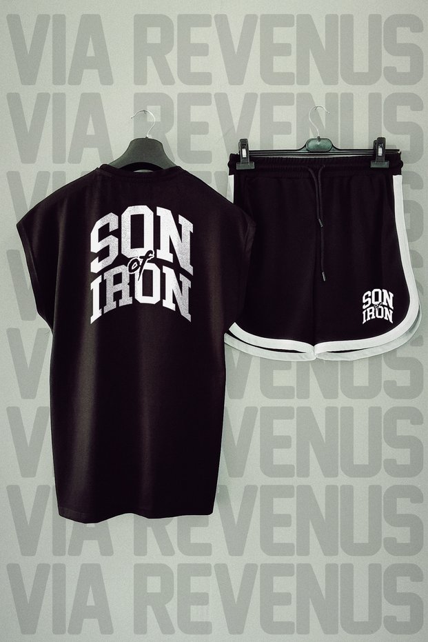 Son of Iron Printed Zero Sleeve Sports Tshirt and Shorts Sports Set