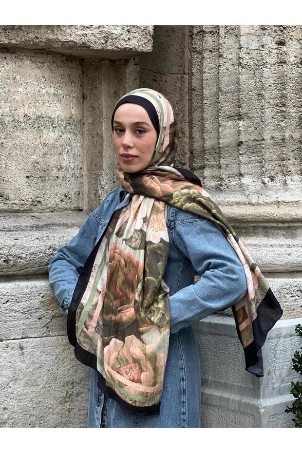 Gül Desen Bambu Şal - 2