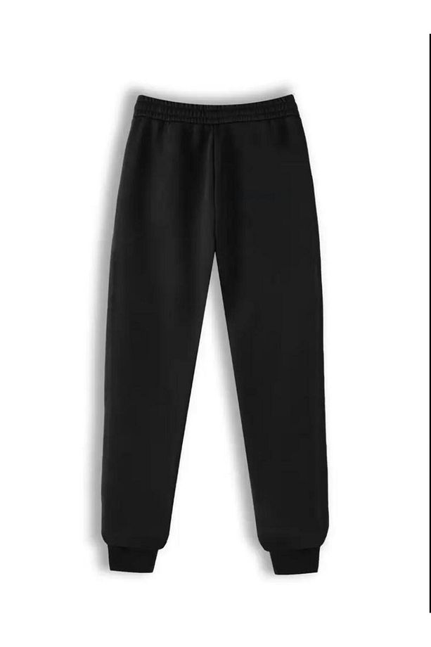 Erkek False Baskılı Jogger  Regular Fit Kalıp Siyah Eşofman Altı - 2