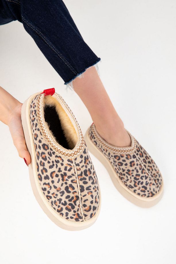 Bej Leopar Kadın Bot & Bootie 19762 - 5