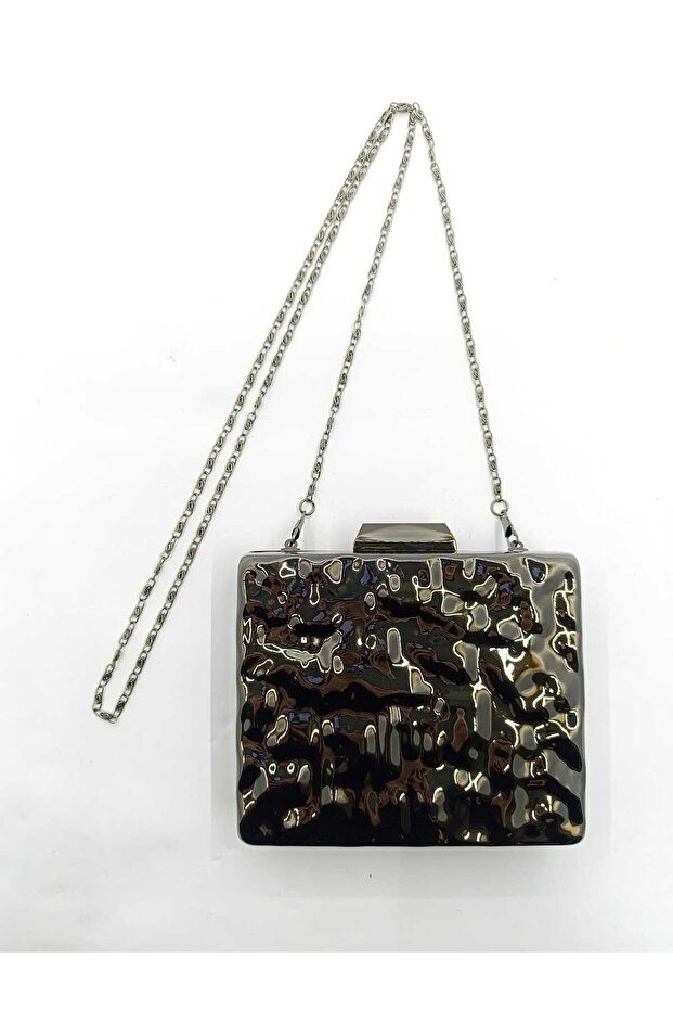 Women's Metal Chain Strap Evening Dress Portfolio Bag