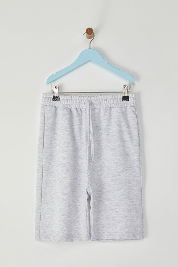 Gri Melanj Erkek Çocuk Basic Beli Lastikli Örme Şort TKDSS25SR00002 - 1