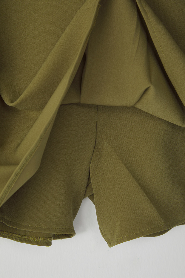 Khaki Dwurzędowy Kombinezon z Kołnierzykiem Tkany Plus Size Tbbss25Bg00006 - 7