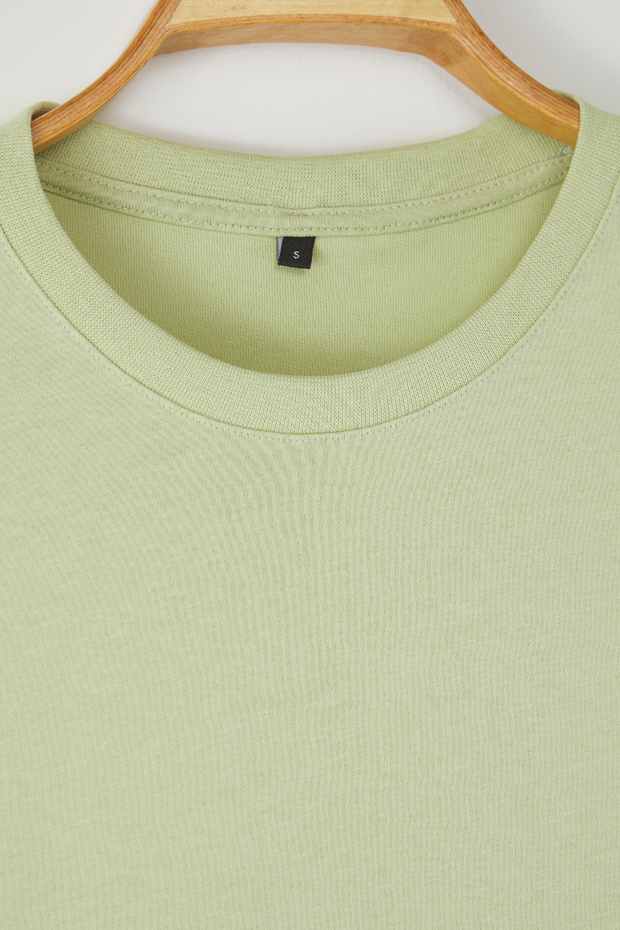 Mint Oversize/Geniş Kesim %100 Pamuk Kısa Kollu Basic T-Shirt TMNSS22TS0318 - 9