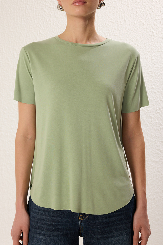 Mint More Sustainable Soluk efektli Modal Kumaş Oversize/Geniş Kesim Örme T-Shirt TWOSS25TS00124 - 3