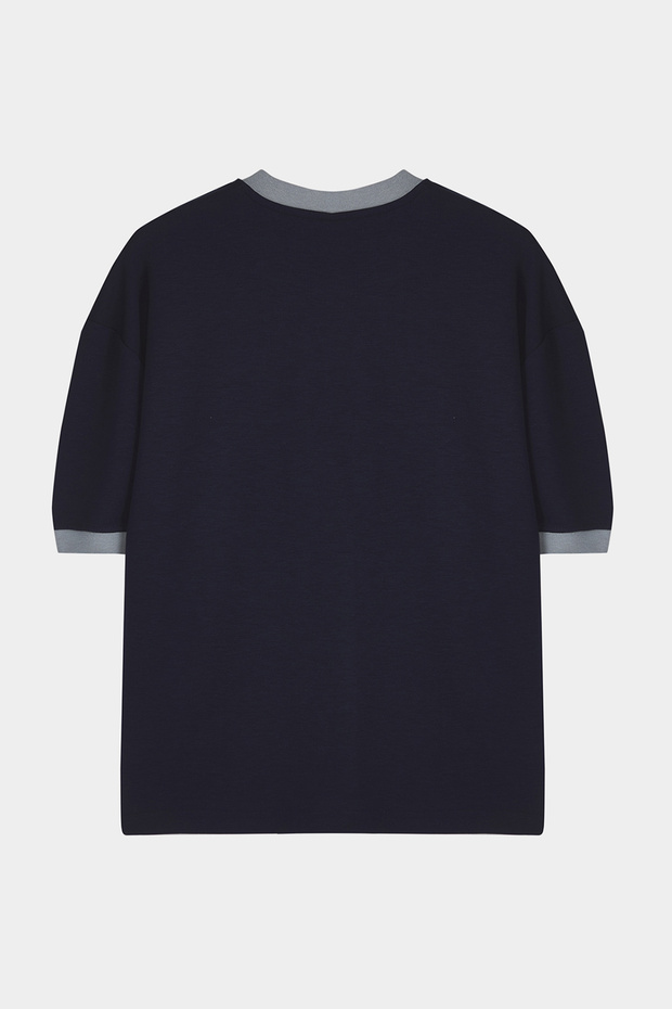 Lacivert Boxy Fit/Kare Kesim Yumuşak Doku İnterlok Kumaş T-Shirt TMNSS25TS00078 - 8