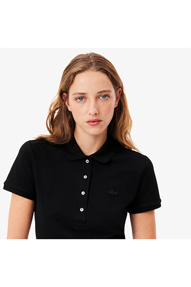 L.12.D Kadın Slim Fit Siyah Polo - 2