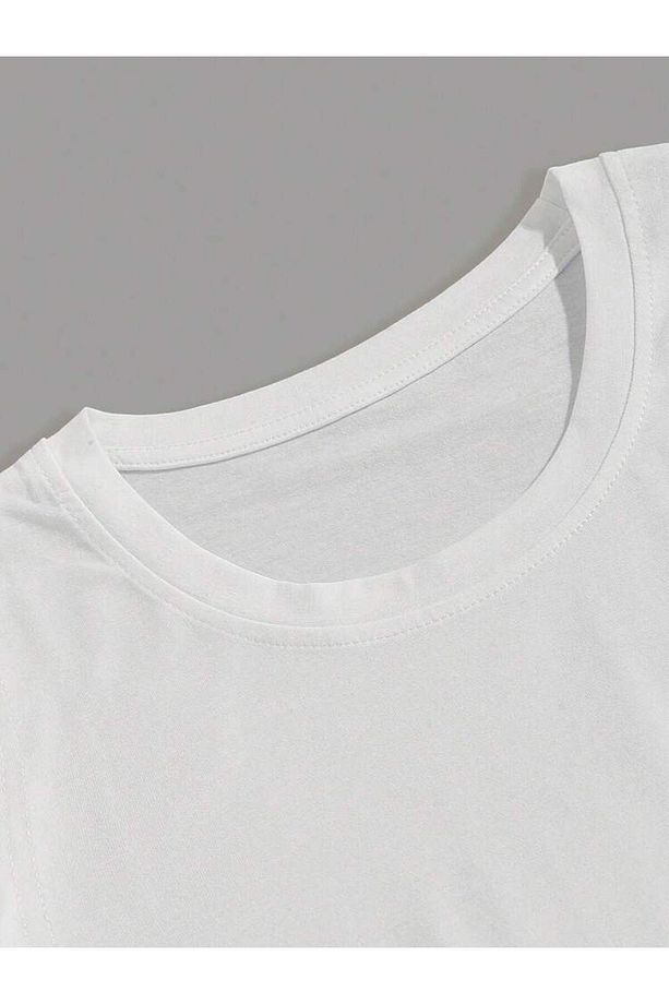 Unisex Smile Minimal Tasarım Baskılı Oversize Alt Üst Şort T-shirt Ve Şort Takım - 4