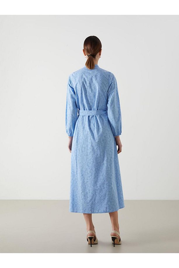 LCW Modest Yaka Çiçekli Poplin Kadın Elbise - 4