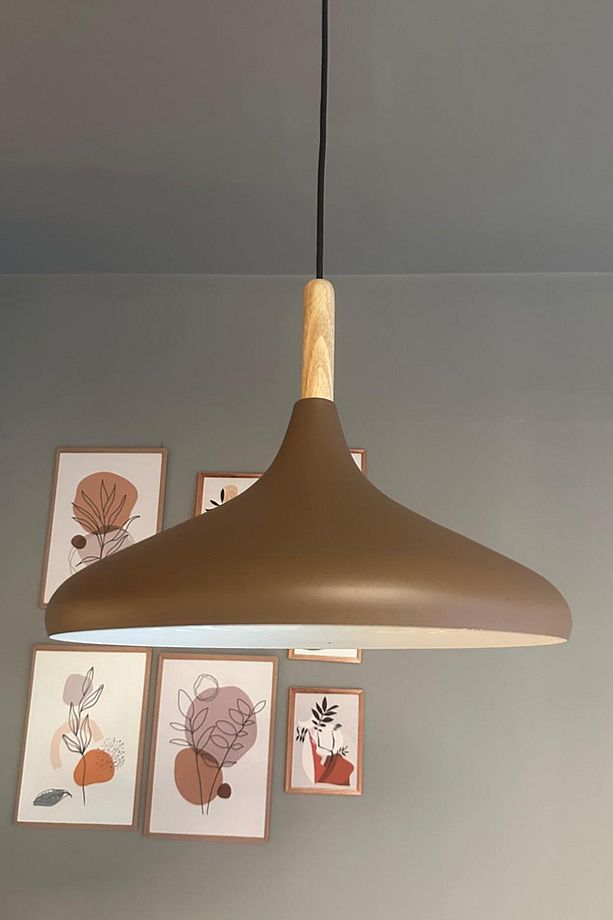 Sütlü Kahve Champion Ahşap Tekli Avize Sarkıt Salon Mutfak Cafe Butik Lamba Aydınlatma Avizeler - 1