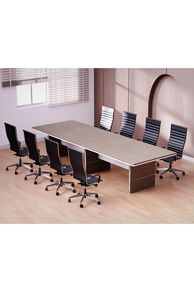 Zelda Conference Table | Office Conference cum Meeting Table, Light Concrete_360cm