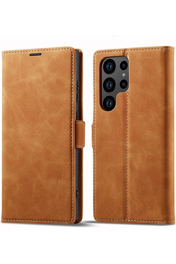 Galaxy S25 Ultra Kılıf 360 Tam Kaplar Deri Dokulu Kapaklı Cüzdan Standlı Kartvizitli Kopçalı Kapak - 1