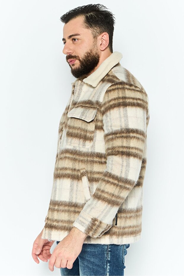 جاكيت رجالي من قماش ناعم، كريمي - 3