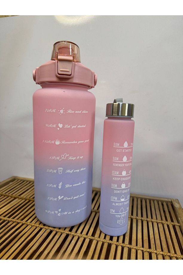 Motivasyonel Su Matarası, Pipetli 2 Litre + 500 ml Hediyeli Tritan Şişe, Sticker Hediyeli, Bpa yok - 2