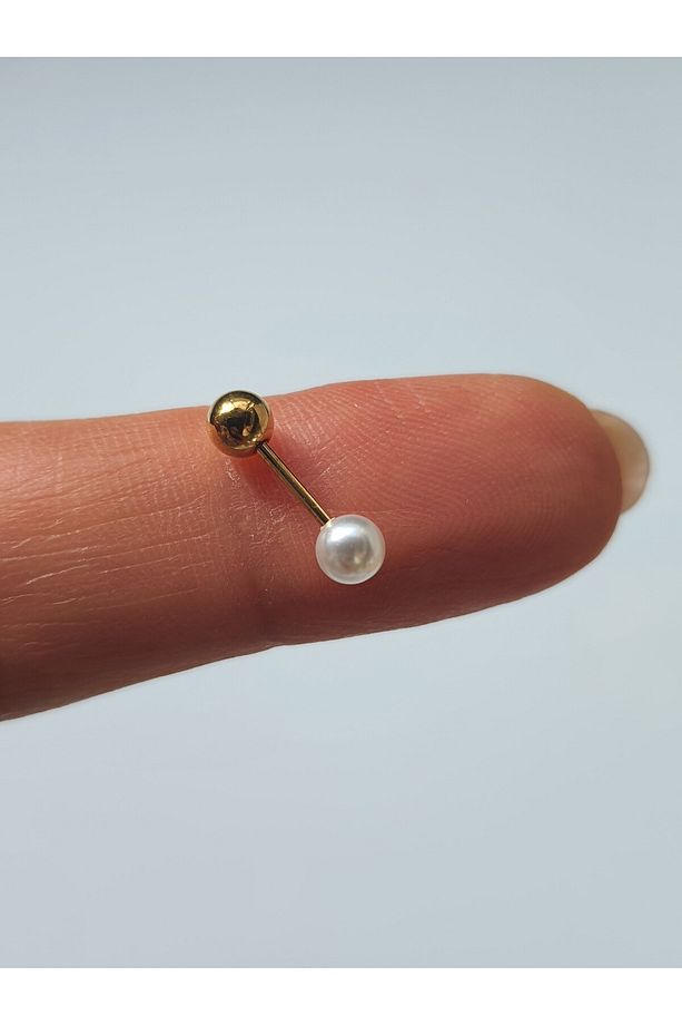 İnci Top Uçlu Çelik Tragus Helix Kıkırdak Piercing Tek Adet - 3