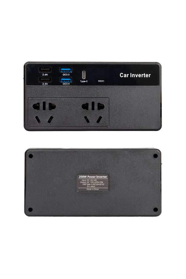 Cz02/12v-24v 12-24 Volt 200 Watt 4 Usb Type-c Girişli Araç Power Inverter - 2
